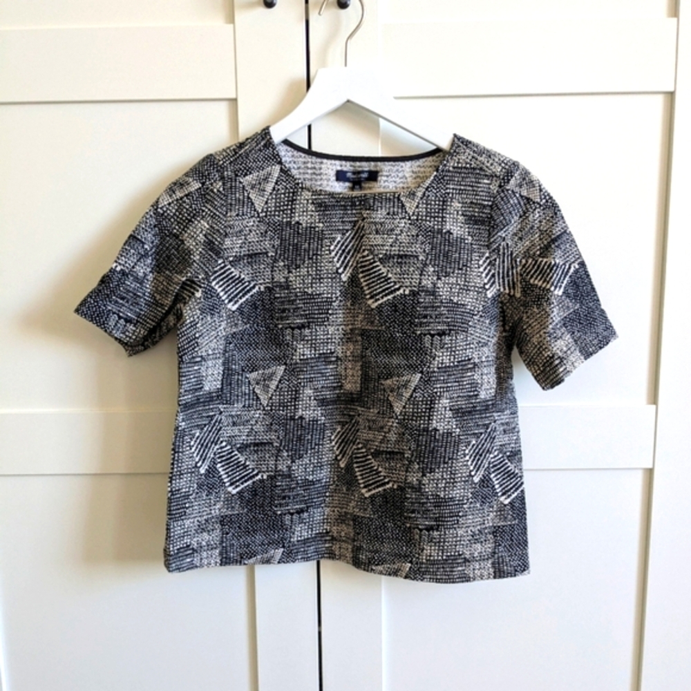 Madewell Womens Black White Geometric Crop Top XS